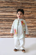 Uday Bandhi, Kurta And Pyjama Set-Sky Blue Floral Bunch