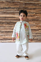 Uday Bandhi, Kurta And Pyjama Set-Sky Blue Floral Bunch