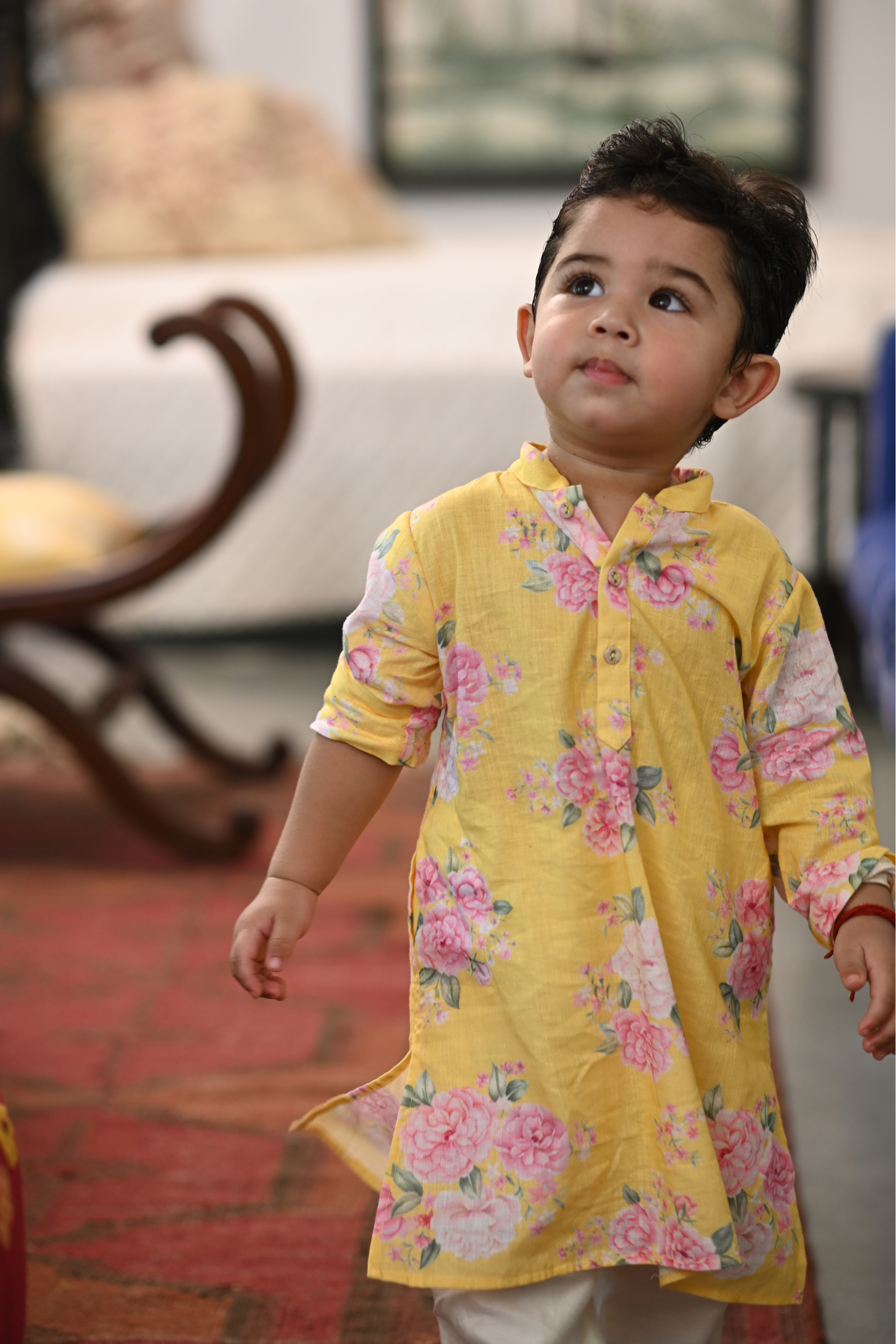 Anant Kurta Set - Yellow Phool Angan