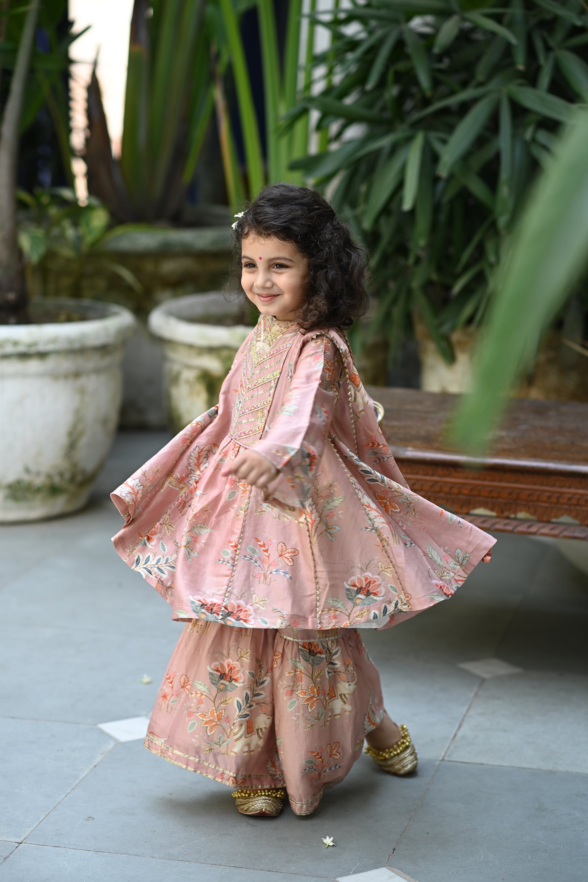 Sukhmani Gharara Set - Blush Jungle Reverie