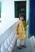 Aryaman Kurta Set - Mustard Palm Serenade
