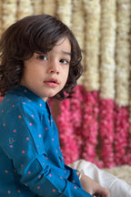Ayaan Kurta and Pyjama Set - Blue Lotus Cascade