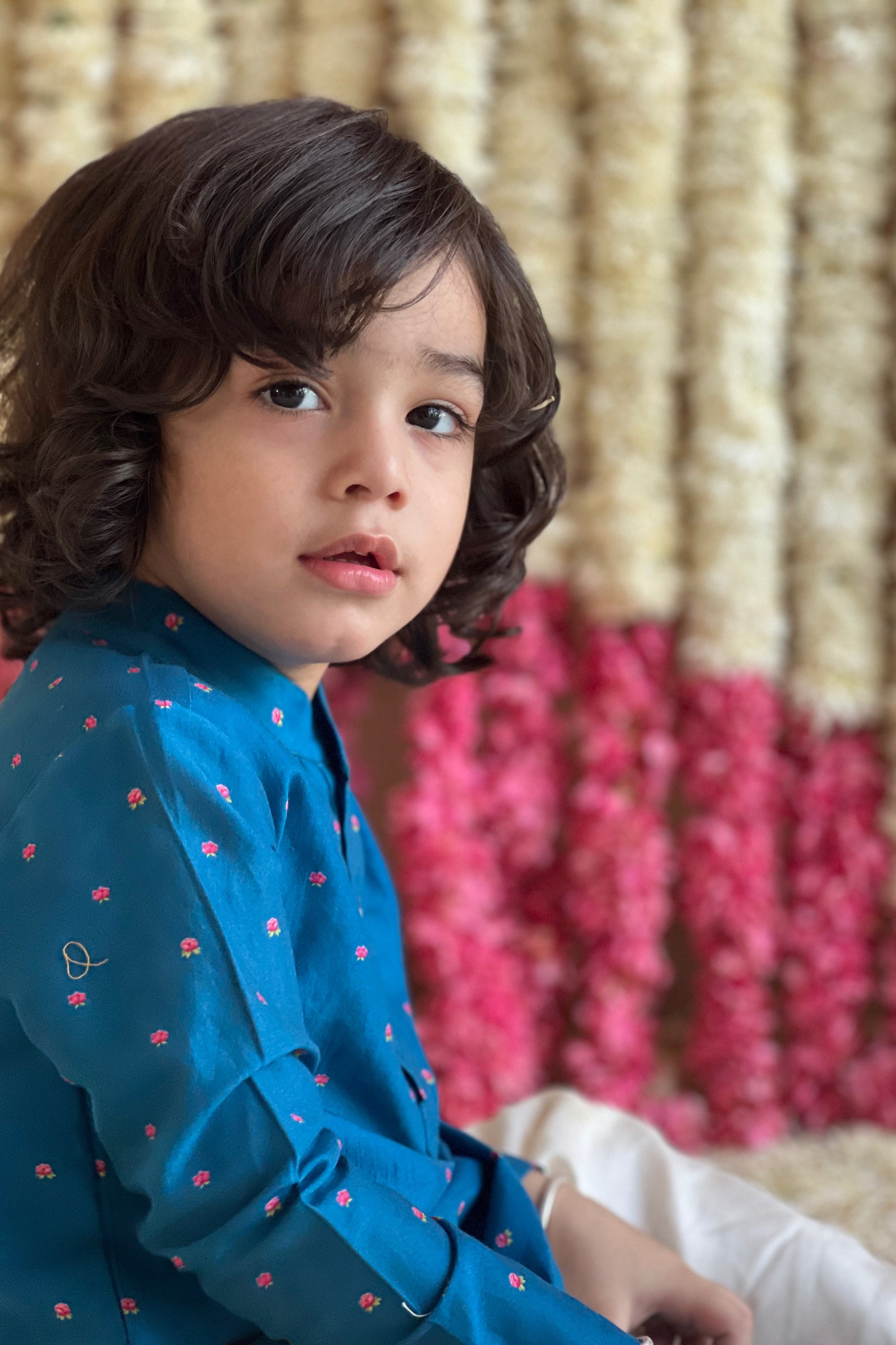 Ayaan Kurta and Pyjama Set - Blue Lotus Cascade