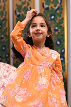 Gulnaz Gharara Set - Orange Phool Angan
