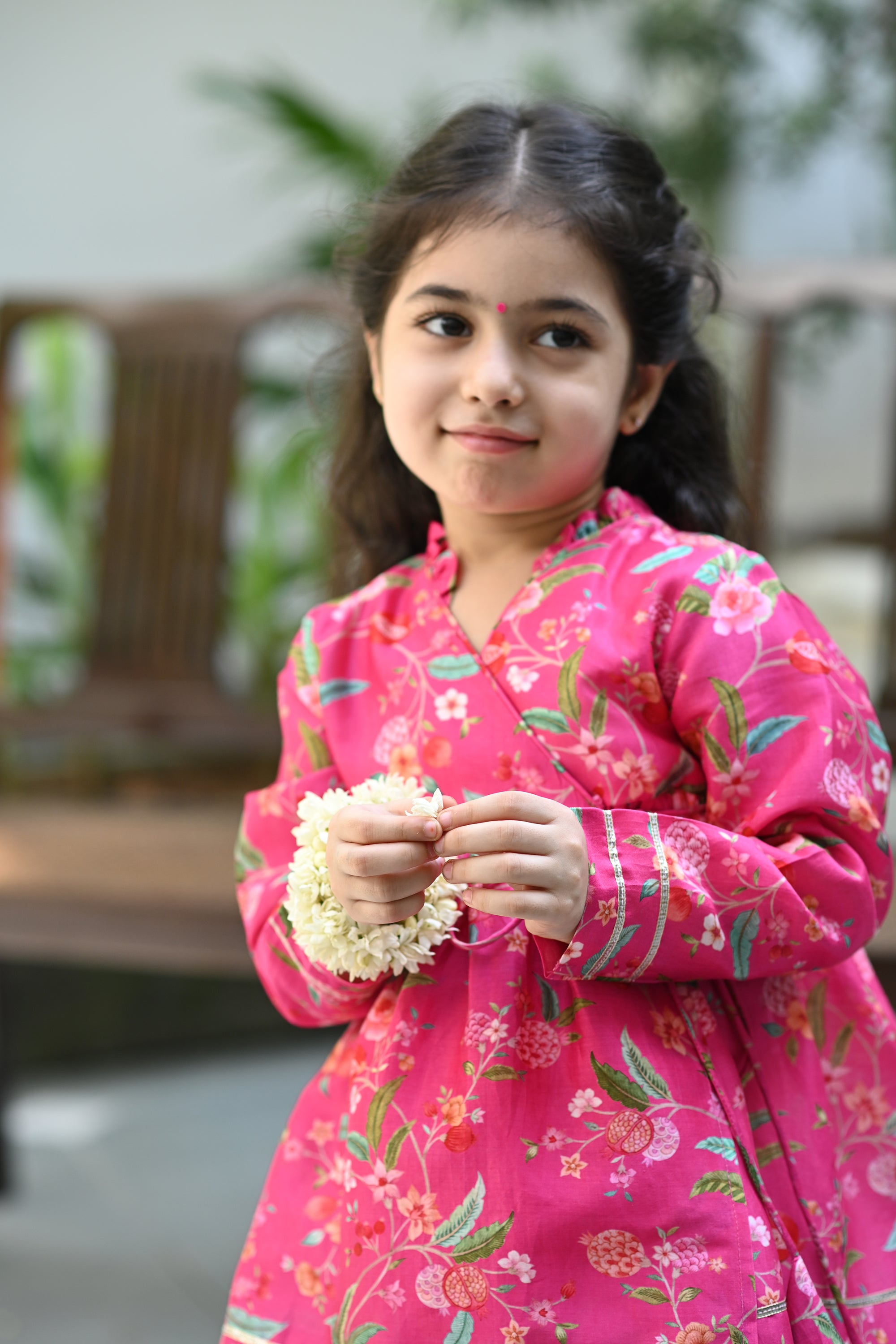 Aanya Angrakha Set-Pink Pom Jaal
