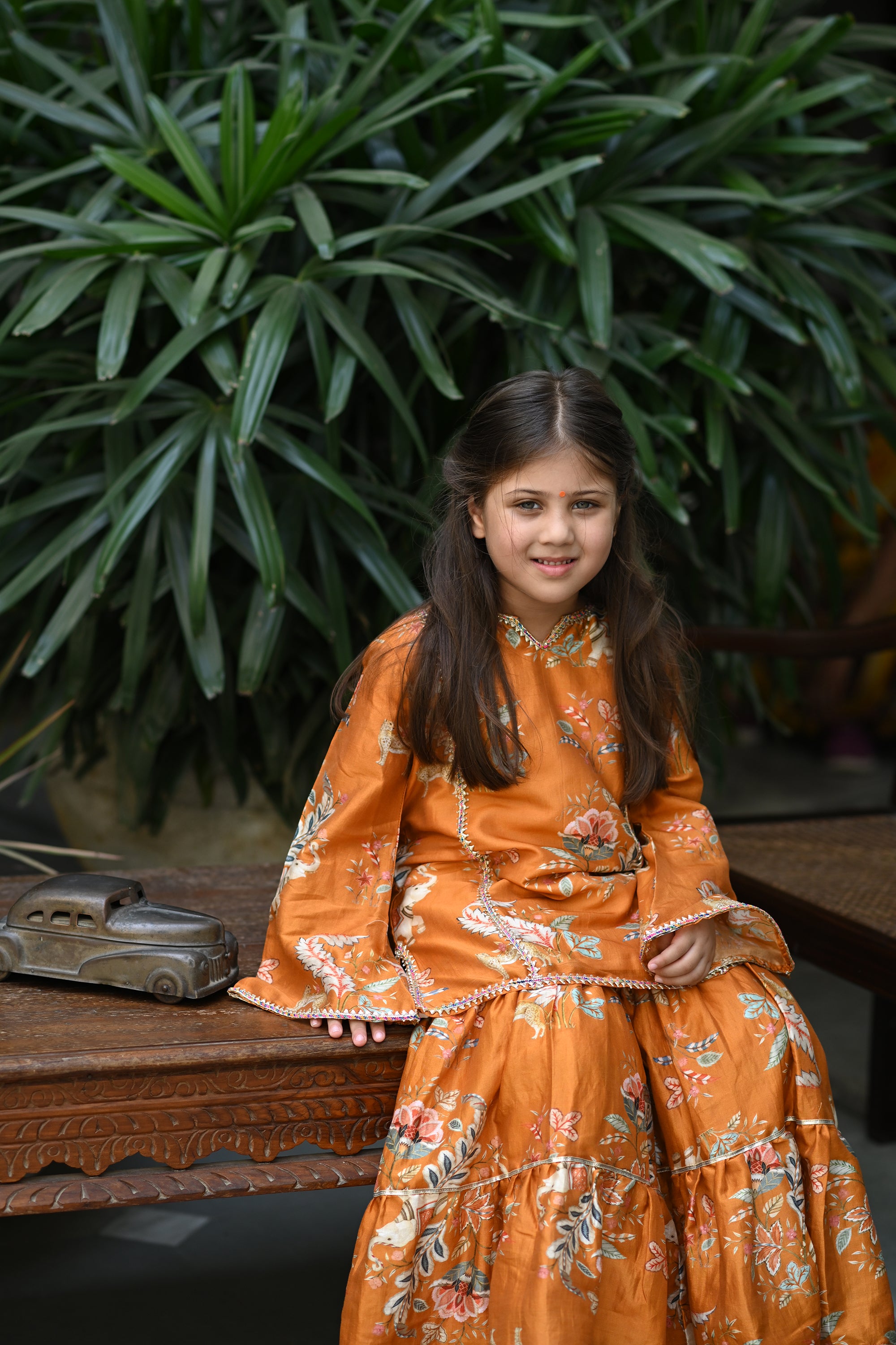 Shanzeh Sharara Set - Rust Junglle Reverie