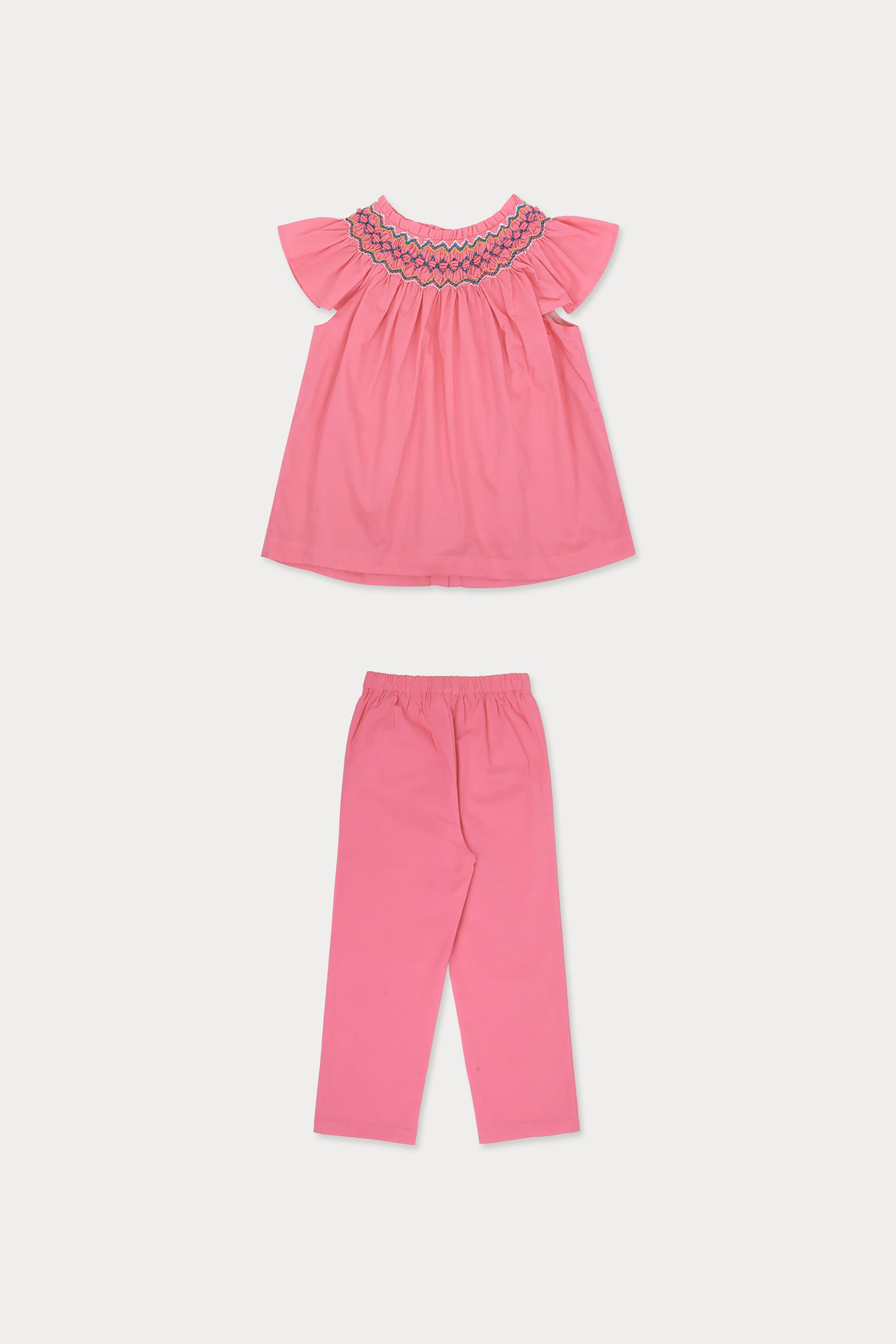 Jen Handsmocked Set - Pink Cotton
