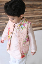 Abeer Bandhi, Kurta And Pyjama Set - Light Pink Phool Angan