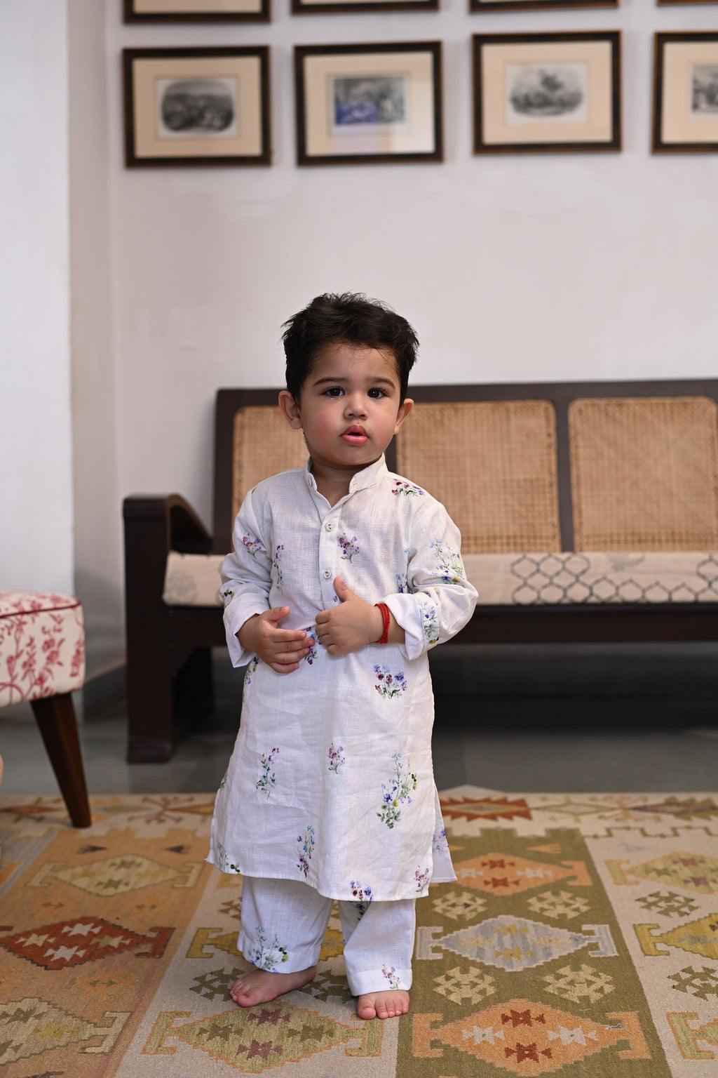Aadir Kurta Set - White Phool Angan