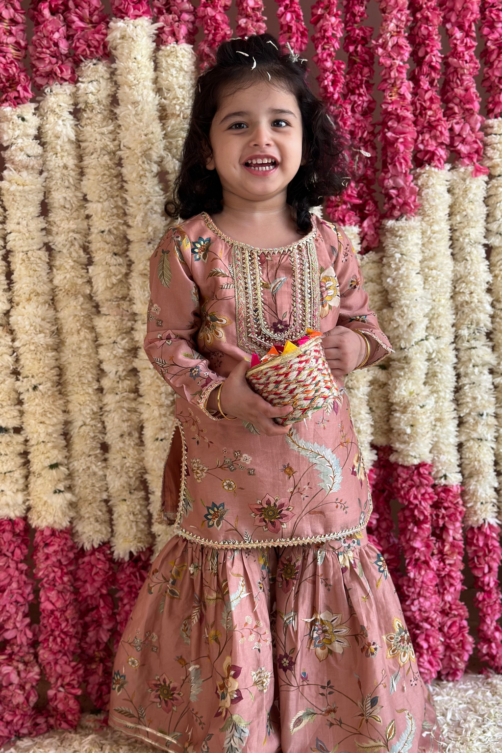 Vera Gharara Set - Blush Pink Sanobar Chintz