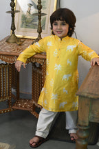 Aryaman Kurta Set - Yellow Palm Serenade