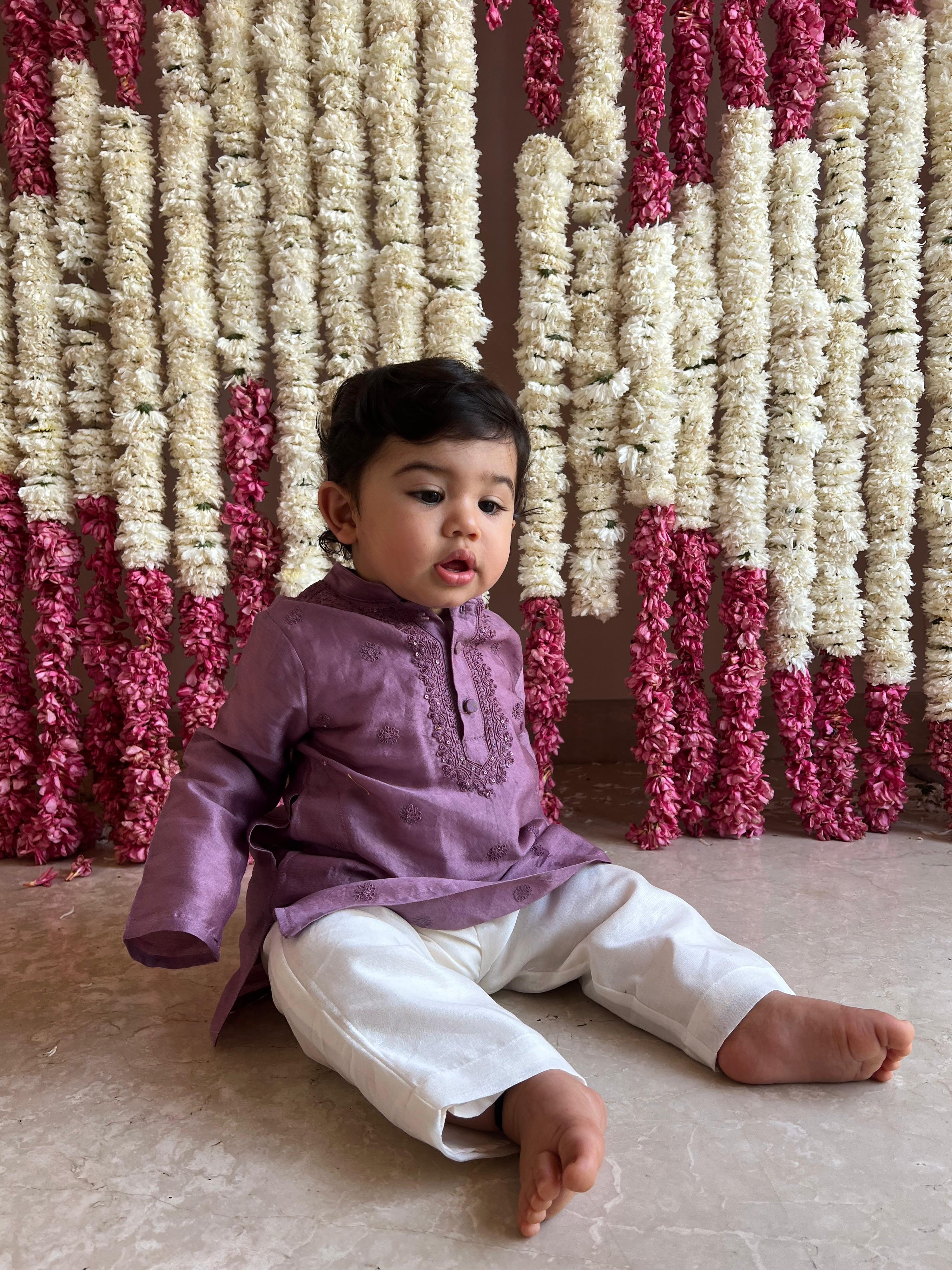 Veer Kurta and Pjyama Set - Purple Dori