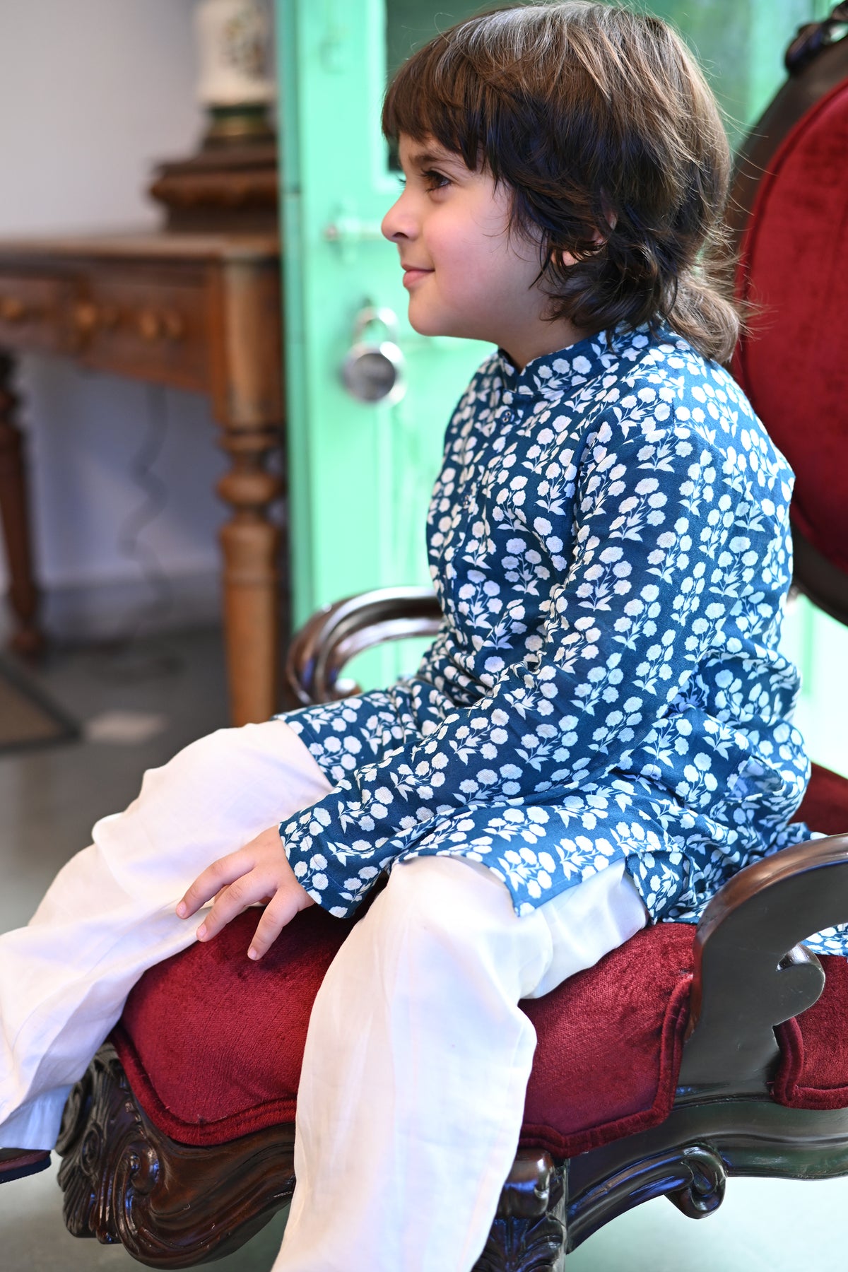 Aadir Kurta Set - Dark Navy Rumi