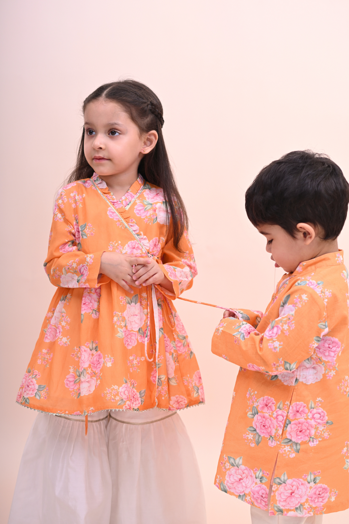 Gulnaz Gharara Set - Orange Phool Angan