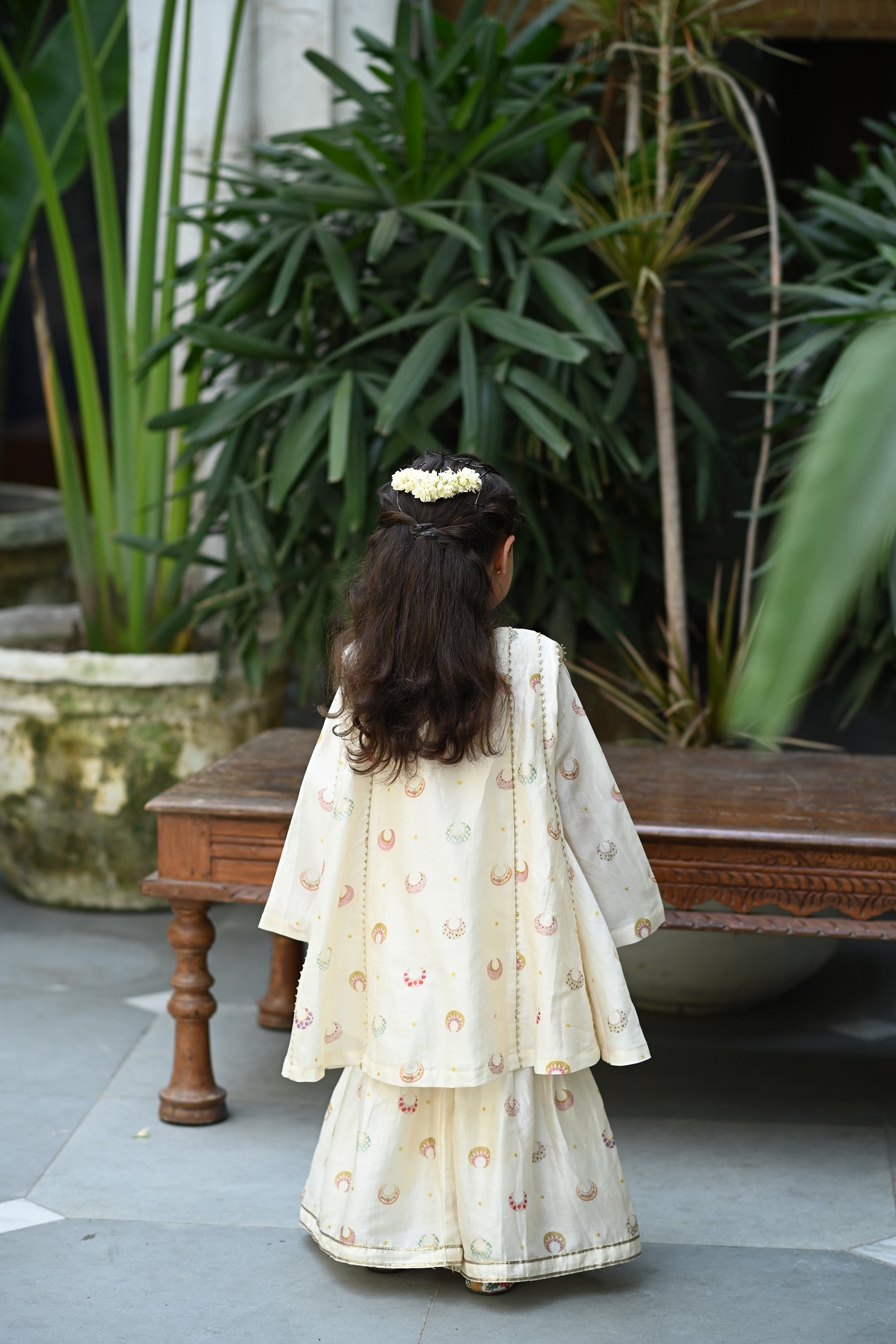 Sara Gharara Set - White Chand Tara