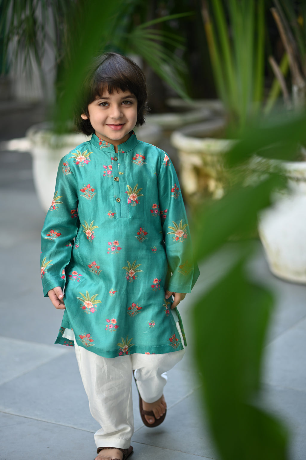 Abhimanyu Kurta And Pyjama Set- Green Anar Bagh