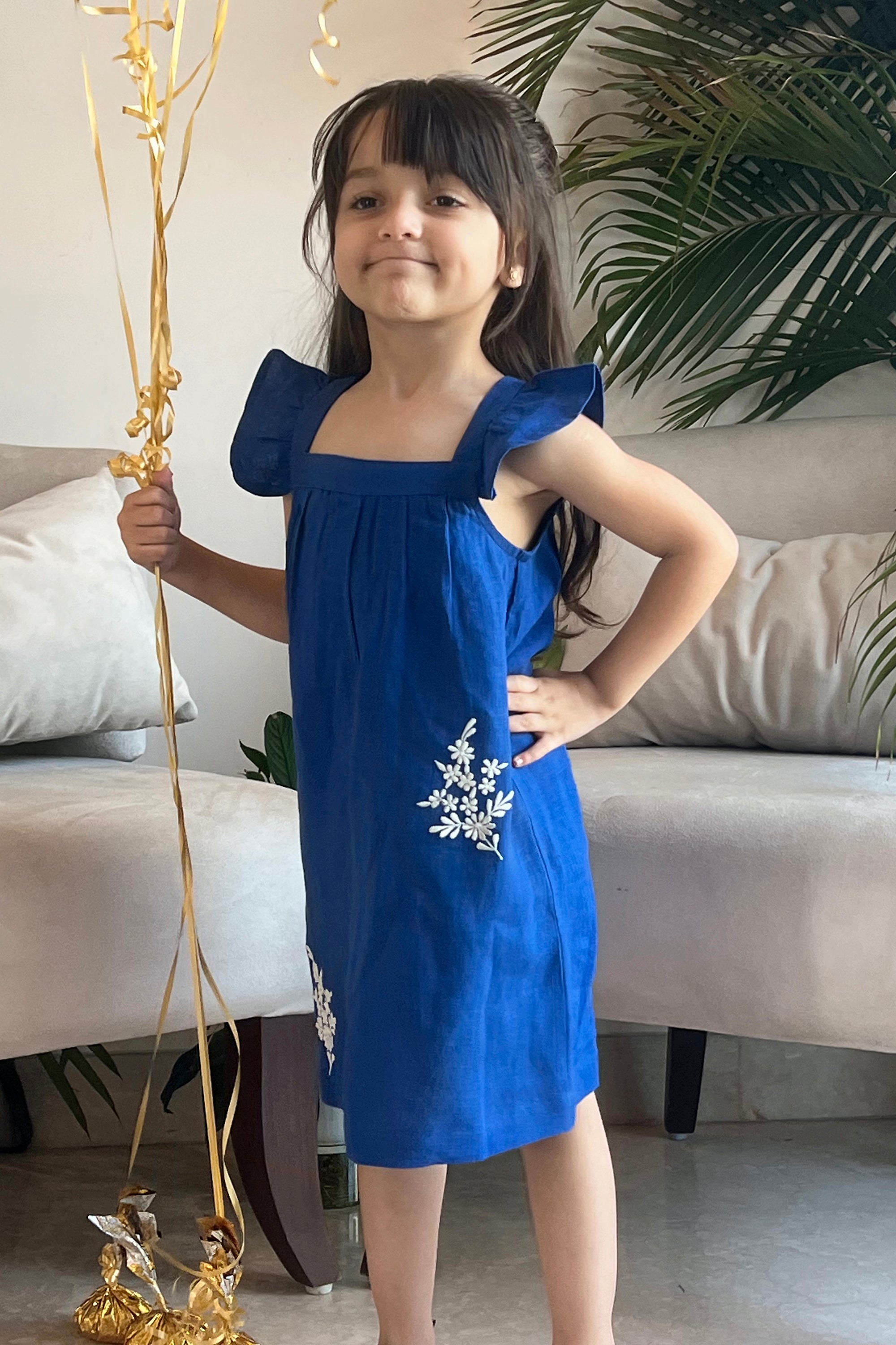 Elina Linen Dress -  Blue