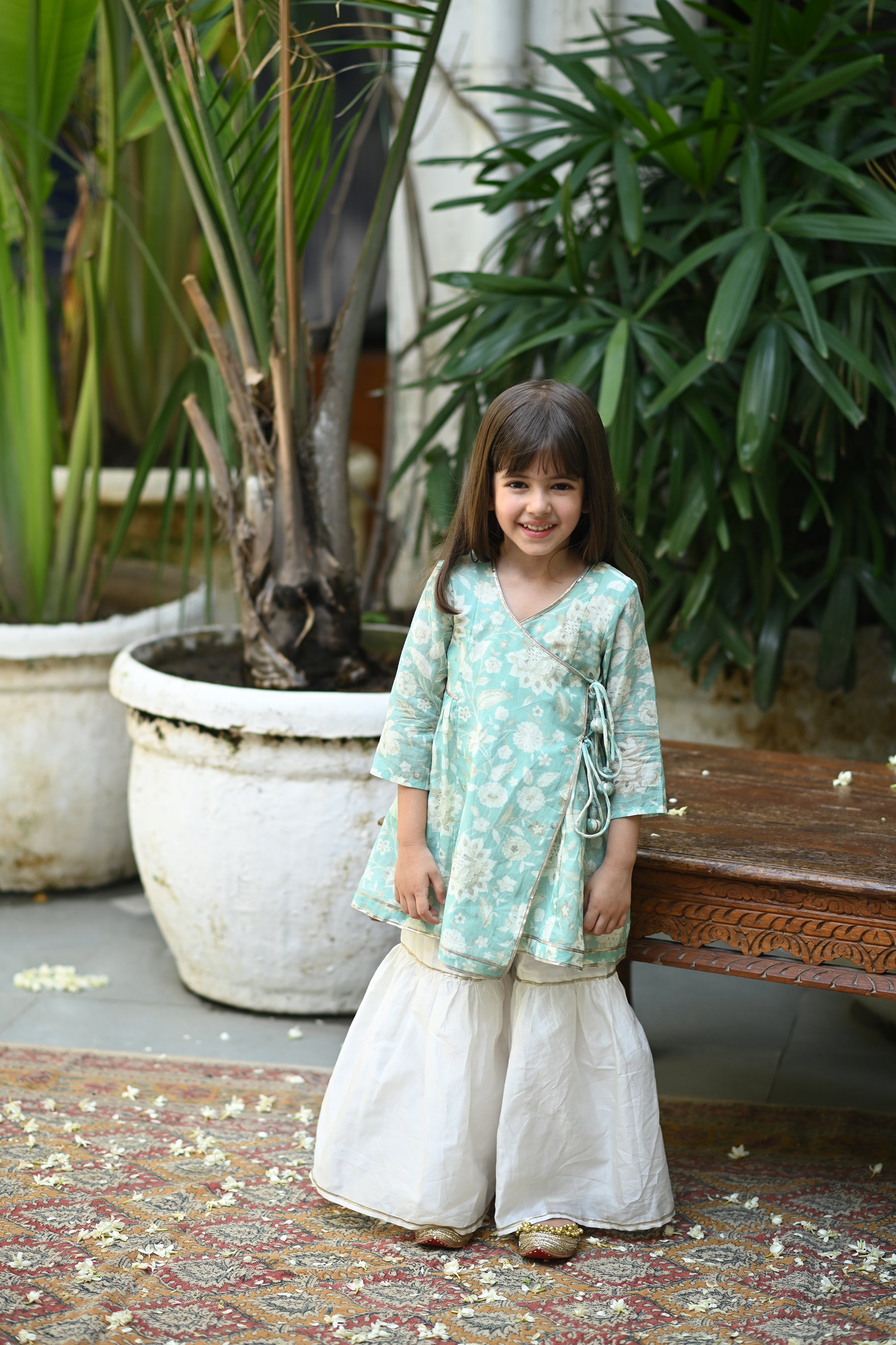 Asra Gharara Set-Soft Green Chintz