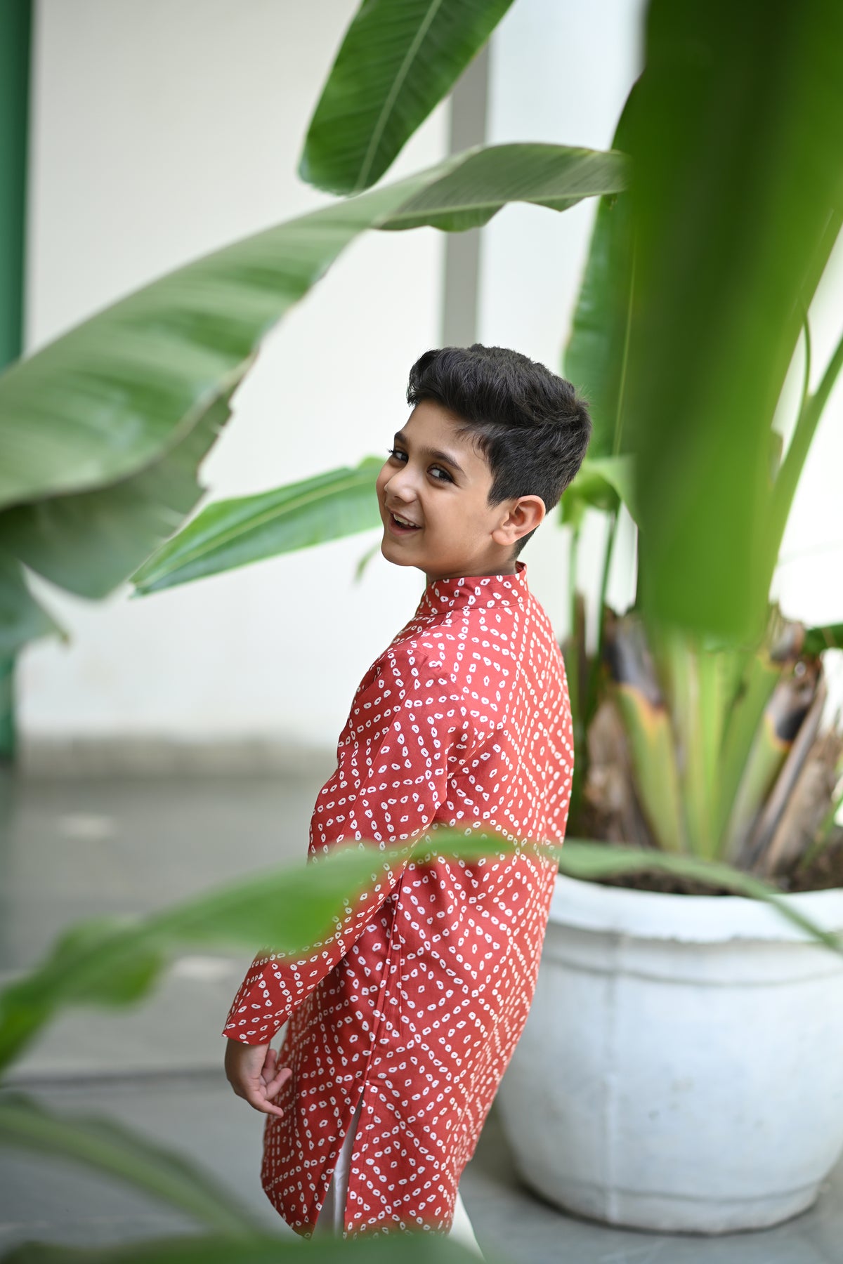 Zameer Kurta And Pyjama Set-Red Bandhini