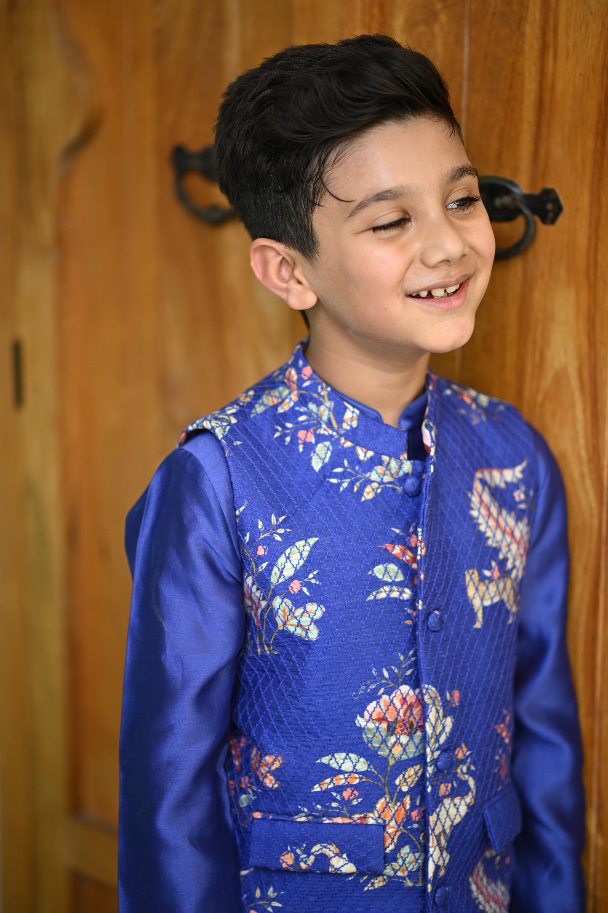 Fateh Bandhi Set- Royal Blue Haathi Chintz