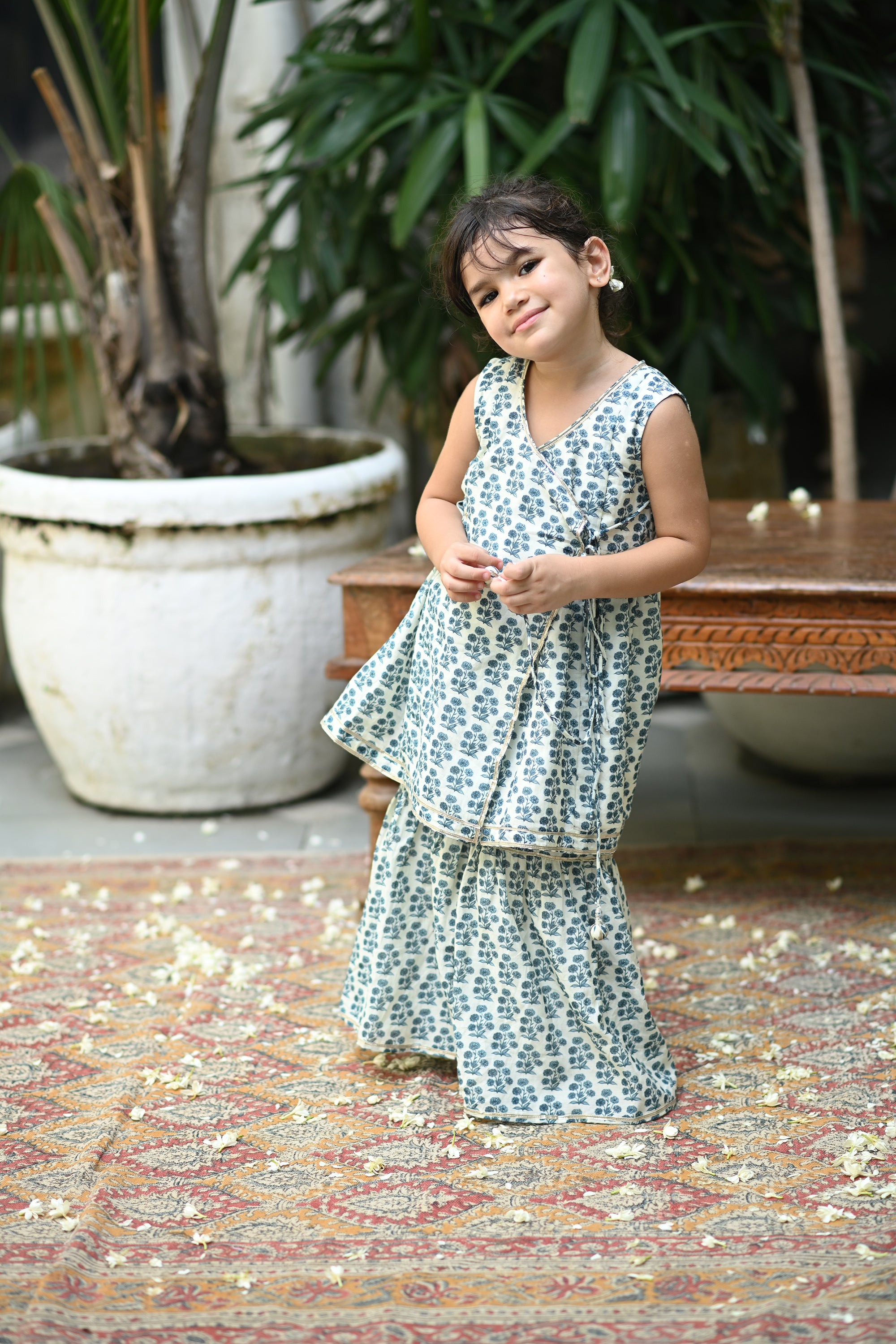 Reet Gharara Set - Cream Rumi