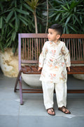 Sabr Kurta And Pyjama Set- Cream Haathi