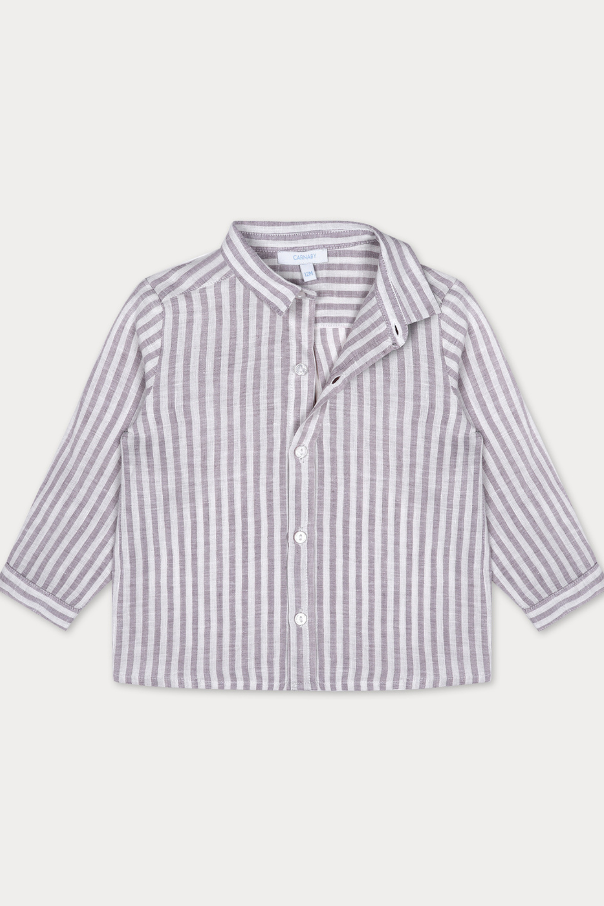 Nico Linen Shirt- Purple Stripe Linen