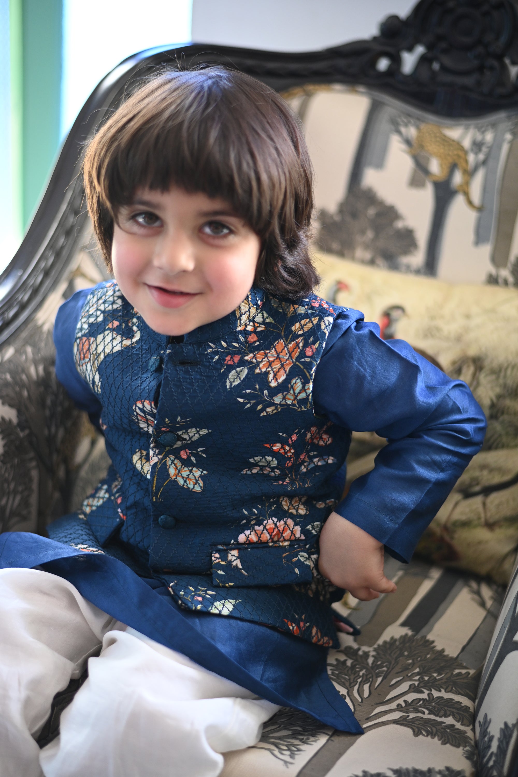 Fateh Bandhi Set- Navy Haathi Chintz