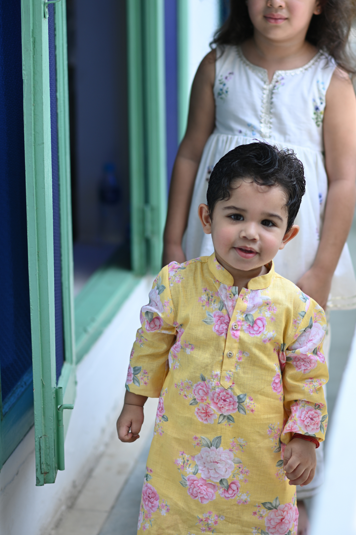 Anant Kurta Set - Yellow Phool Angan