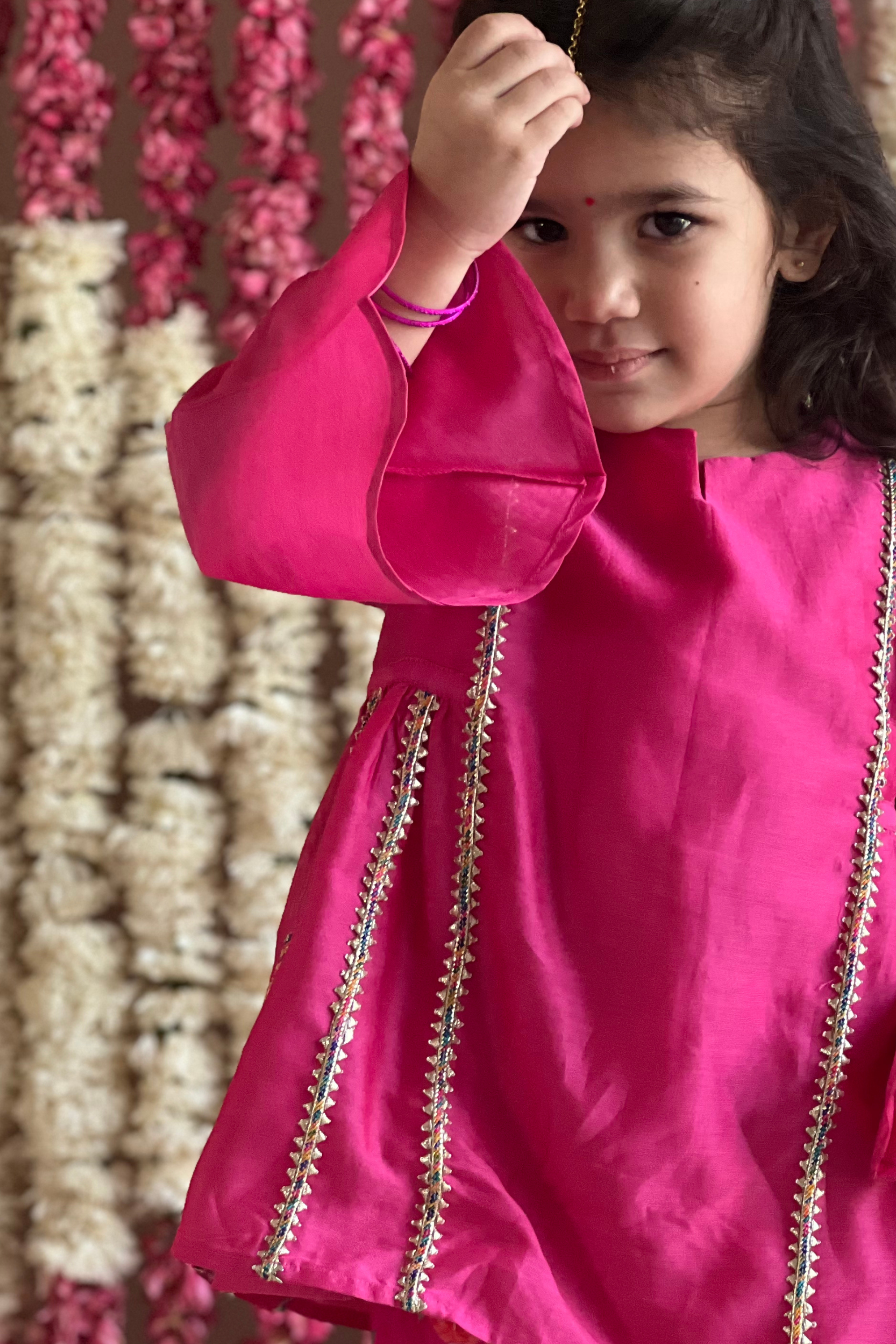 Tara Gharara Set - Fushia Sher Bagh