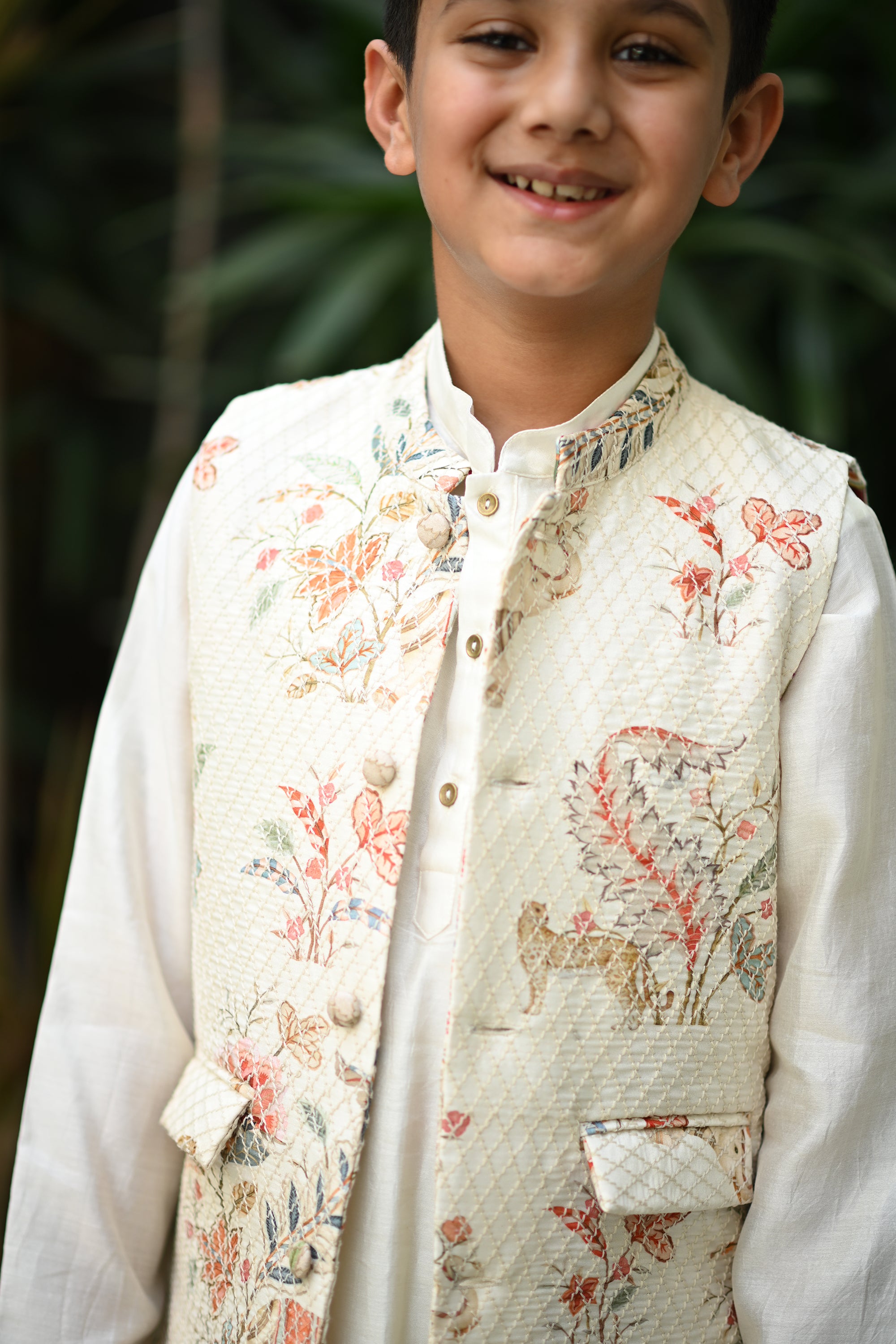 Fateh Bandhi Set- Off White Haathi Chintz