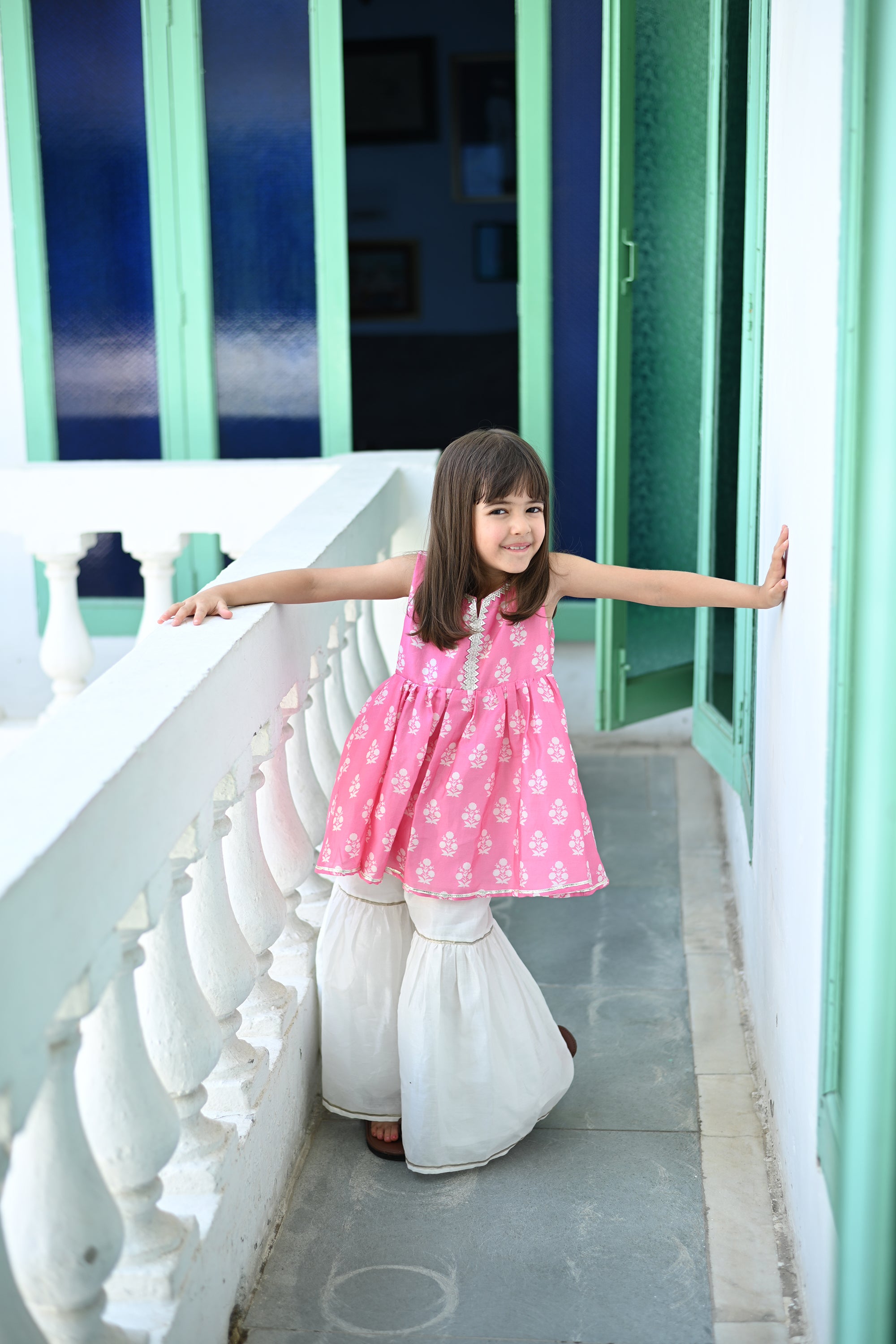 Siya Sharara Set - Bright Pink Rumi