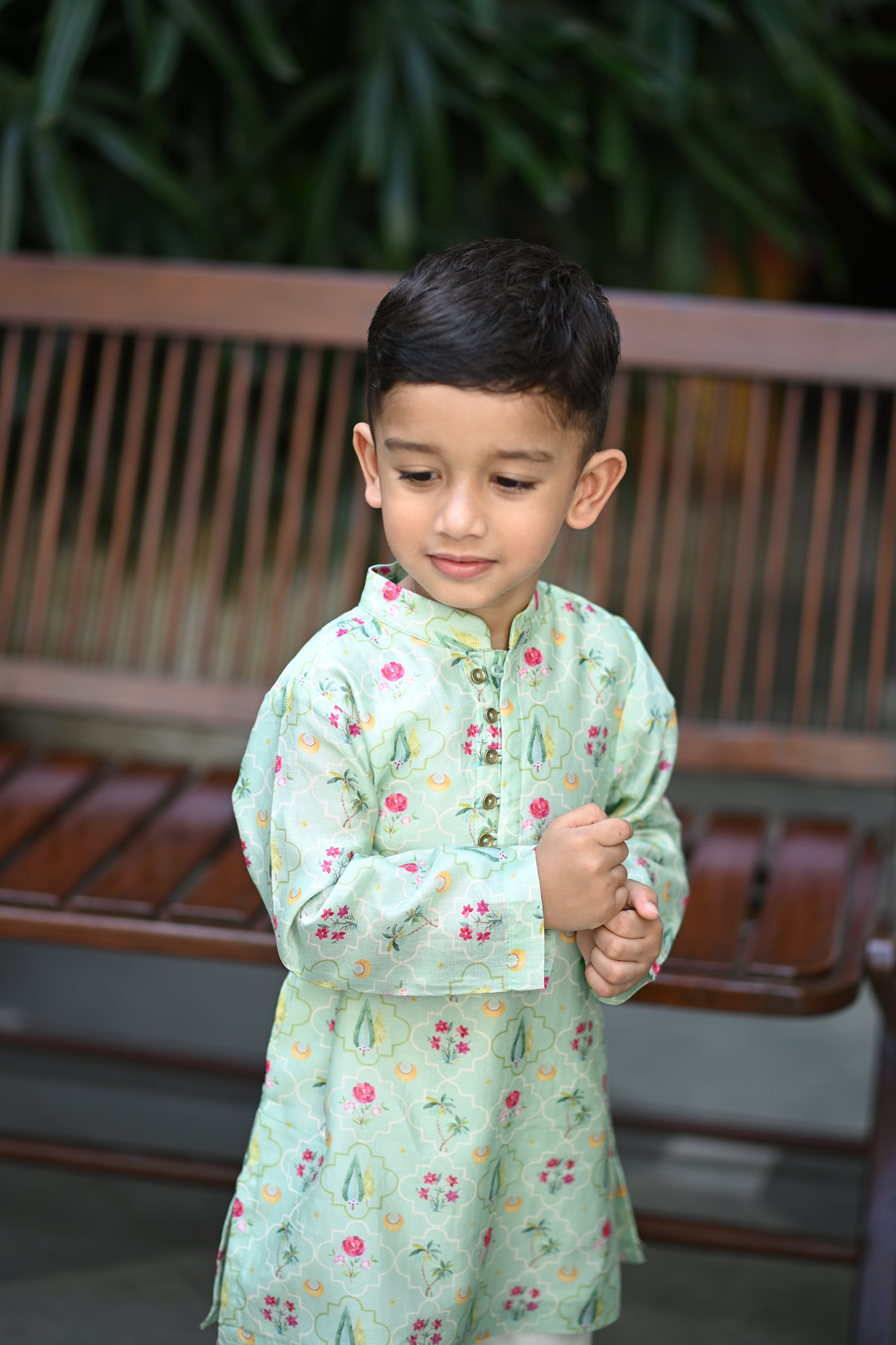 Shamsher Kurta And Pyjama Set- Light Mint Periyaar