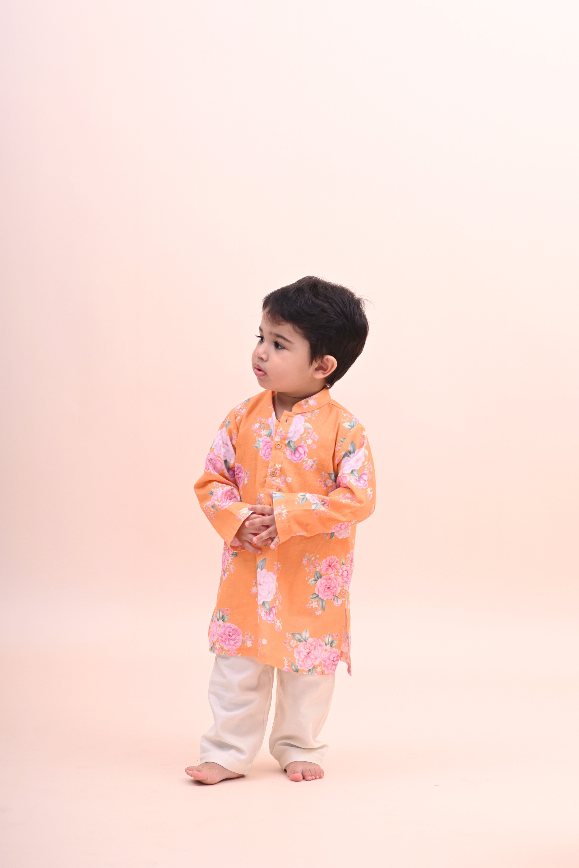 Anant Kurta Set - Orange Phool Angan