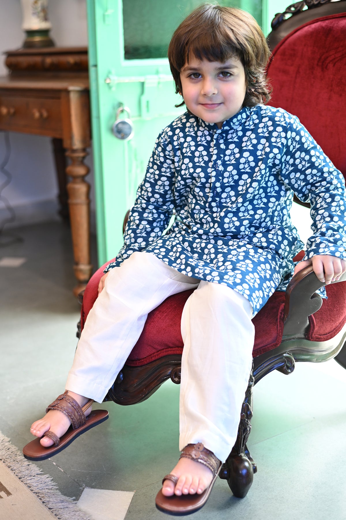 Aadir Kurta Set - Dark Navy Rumi