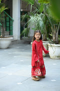 Naintara Gharara set - Red Junglle Reverie