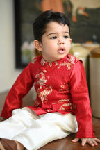 Fateh Bandhi Set- Red Haathi Chintz Threadwork