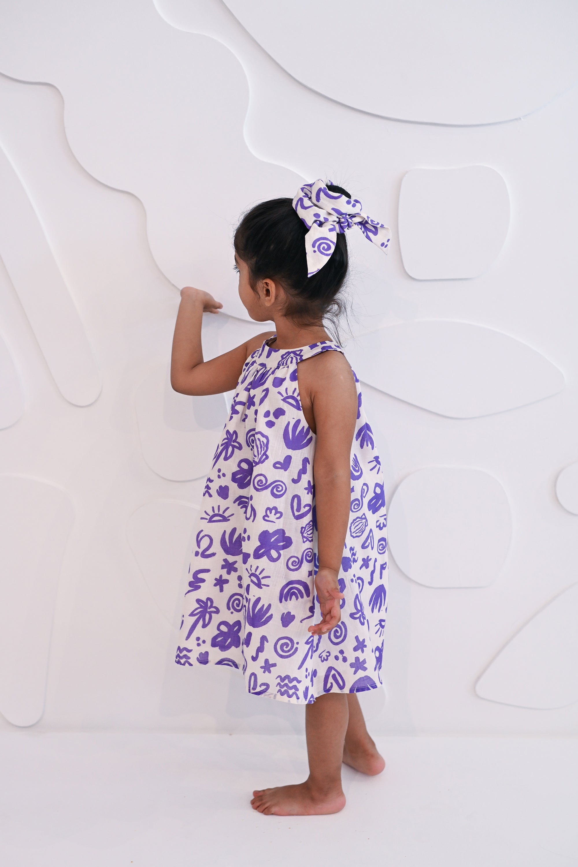 Dahlia Dress - Purple Seaside Doodles