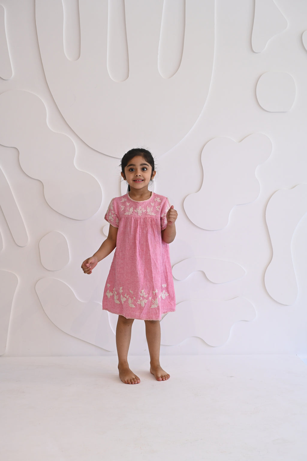 Periwinkle Bloom Dress - Pink Linen