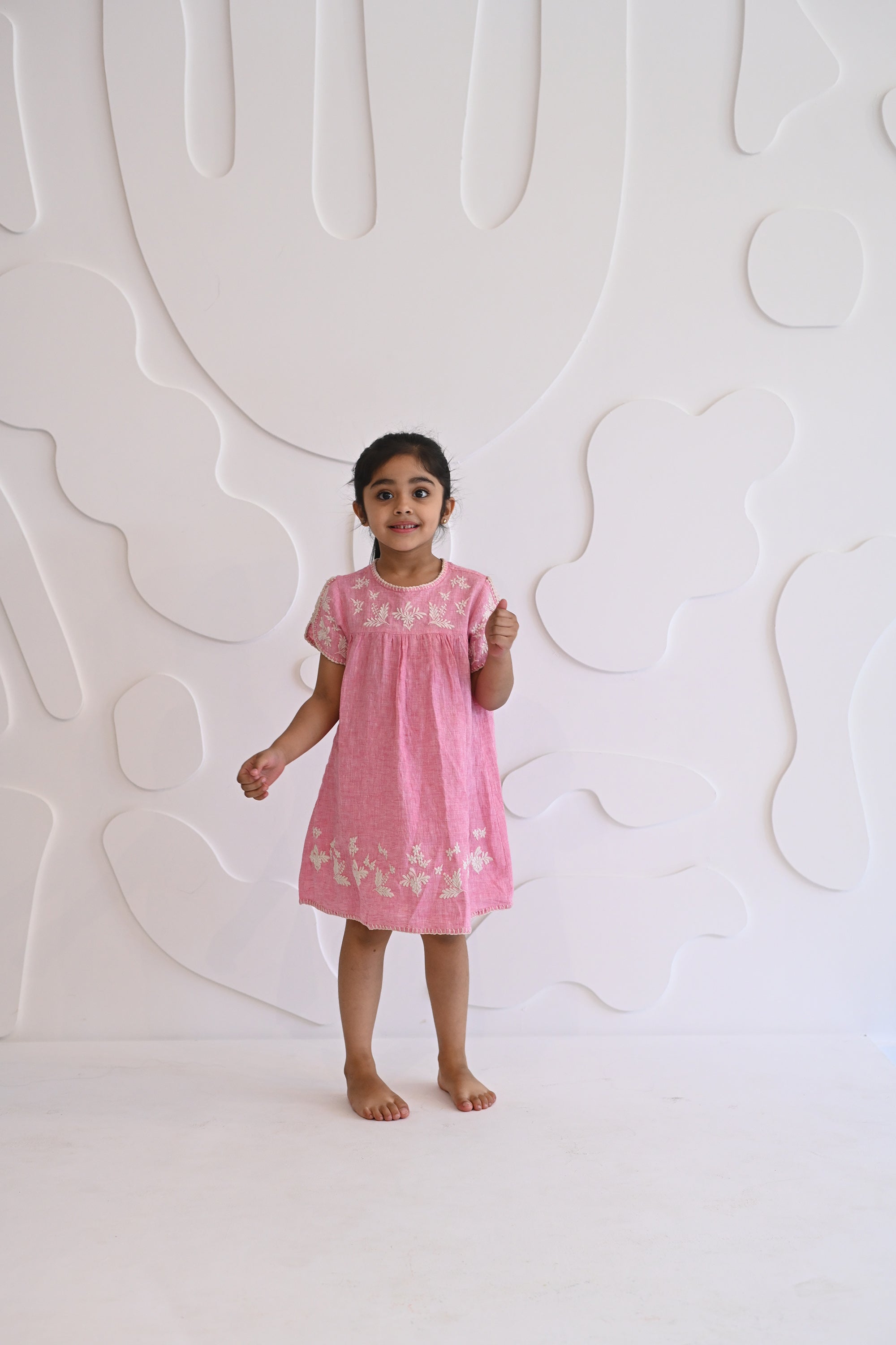 Periwinkle Bloom Dress - Pink Linen