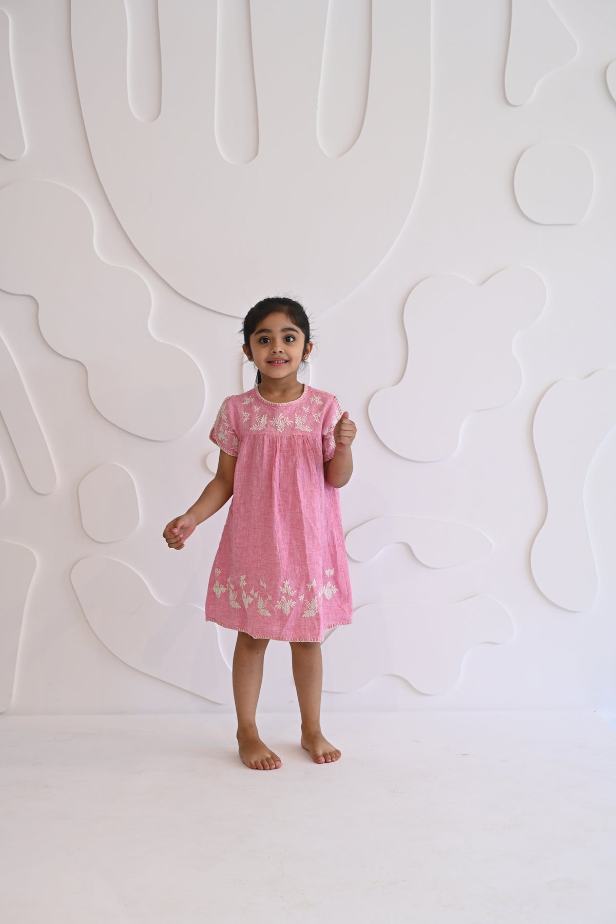 Periwinkle Bloom Dress - Pink Linen