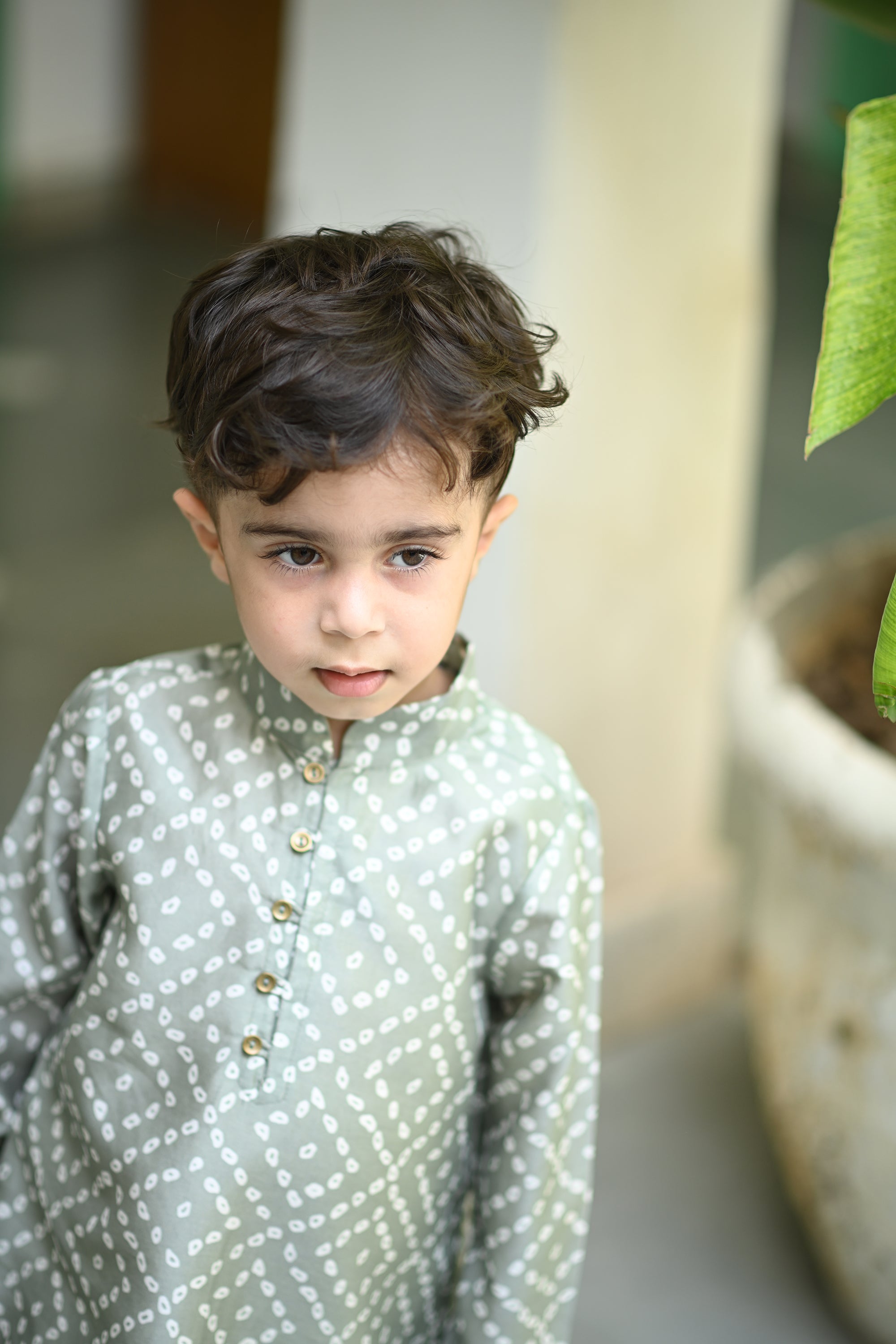 Zameer Kurta And Pyjama Set-Grey Bandhini