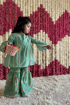 Tara Gharara Set - Pine Green Sher Bagh