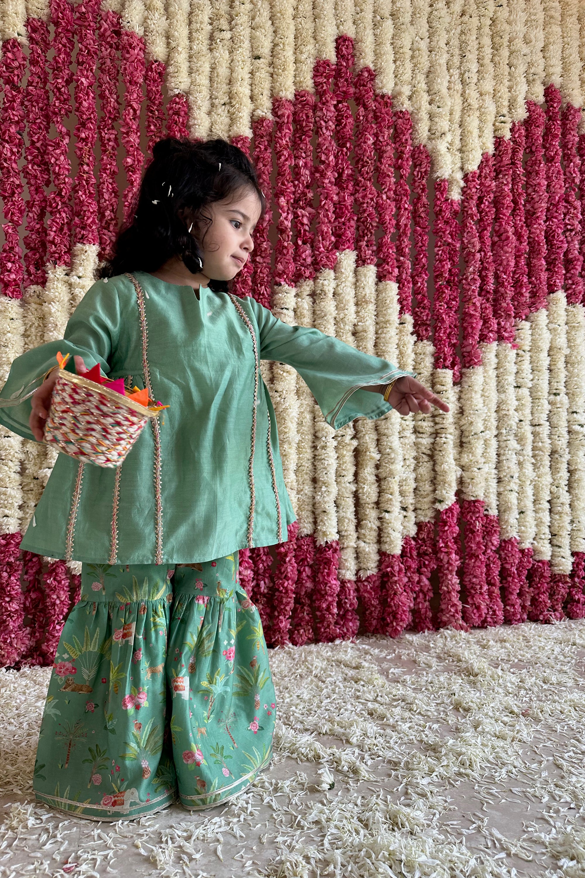 Tara Gharara Set - Pine Green Sher Bagh