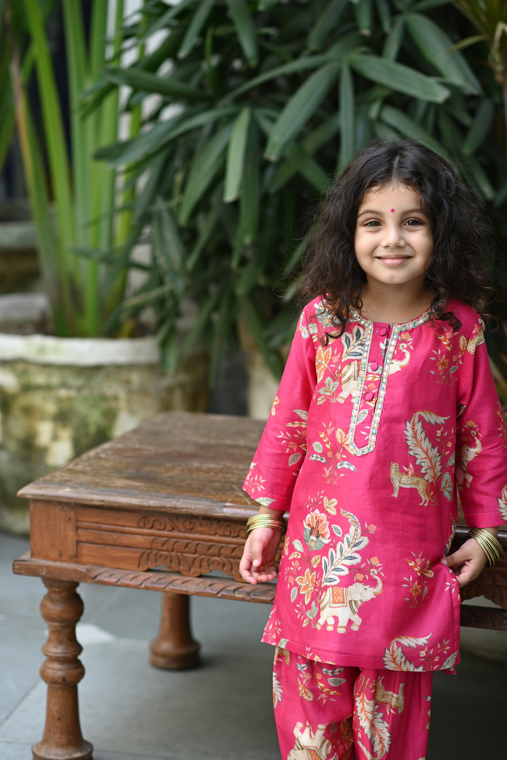 Seher Kurta Salwar  Set-Pink Haathi Chintz