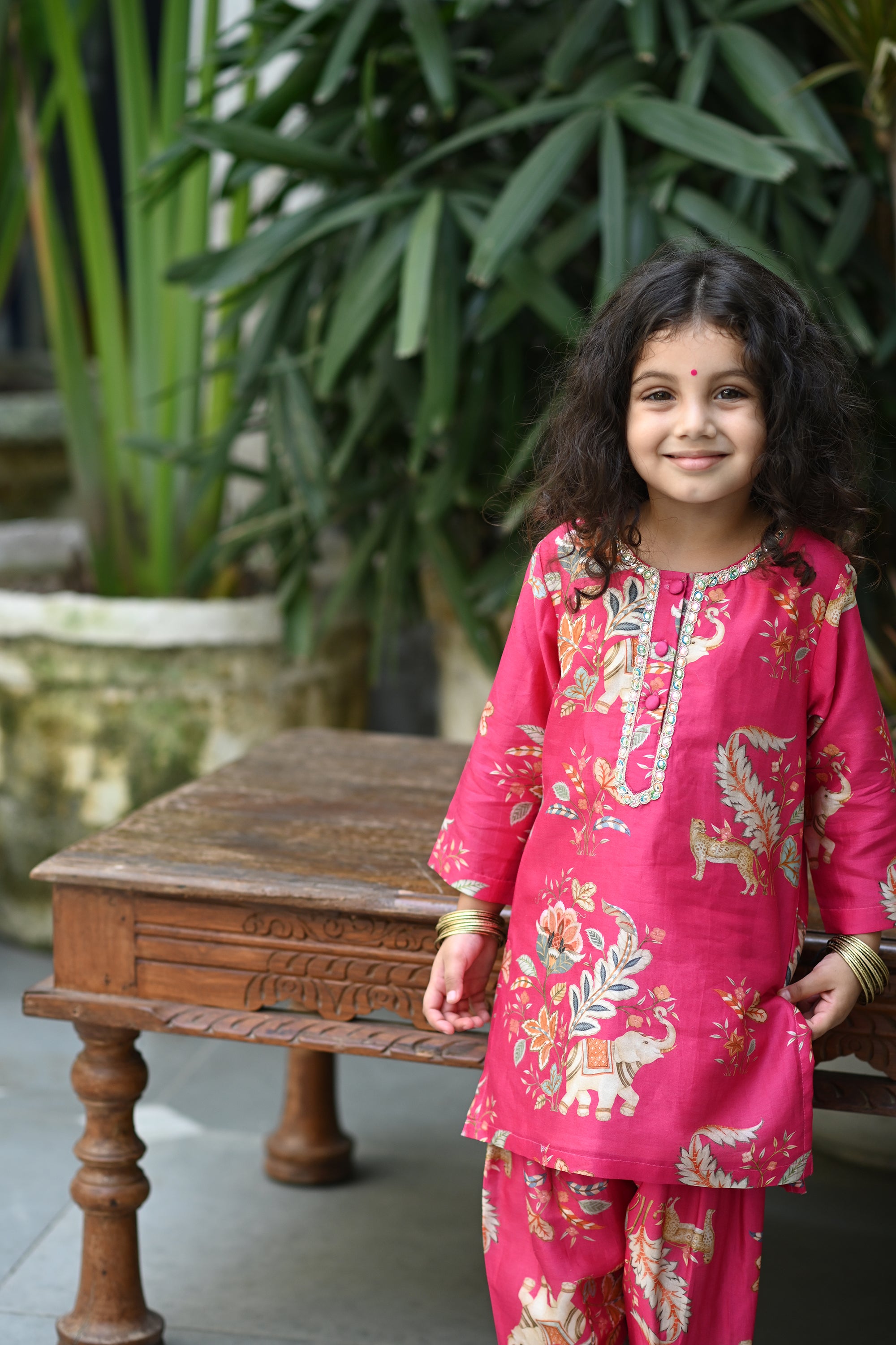 Seher Kurta Salwar  Set-Pink Haathi Chintz