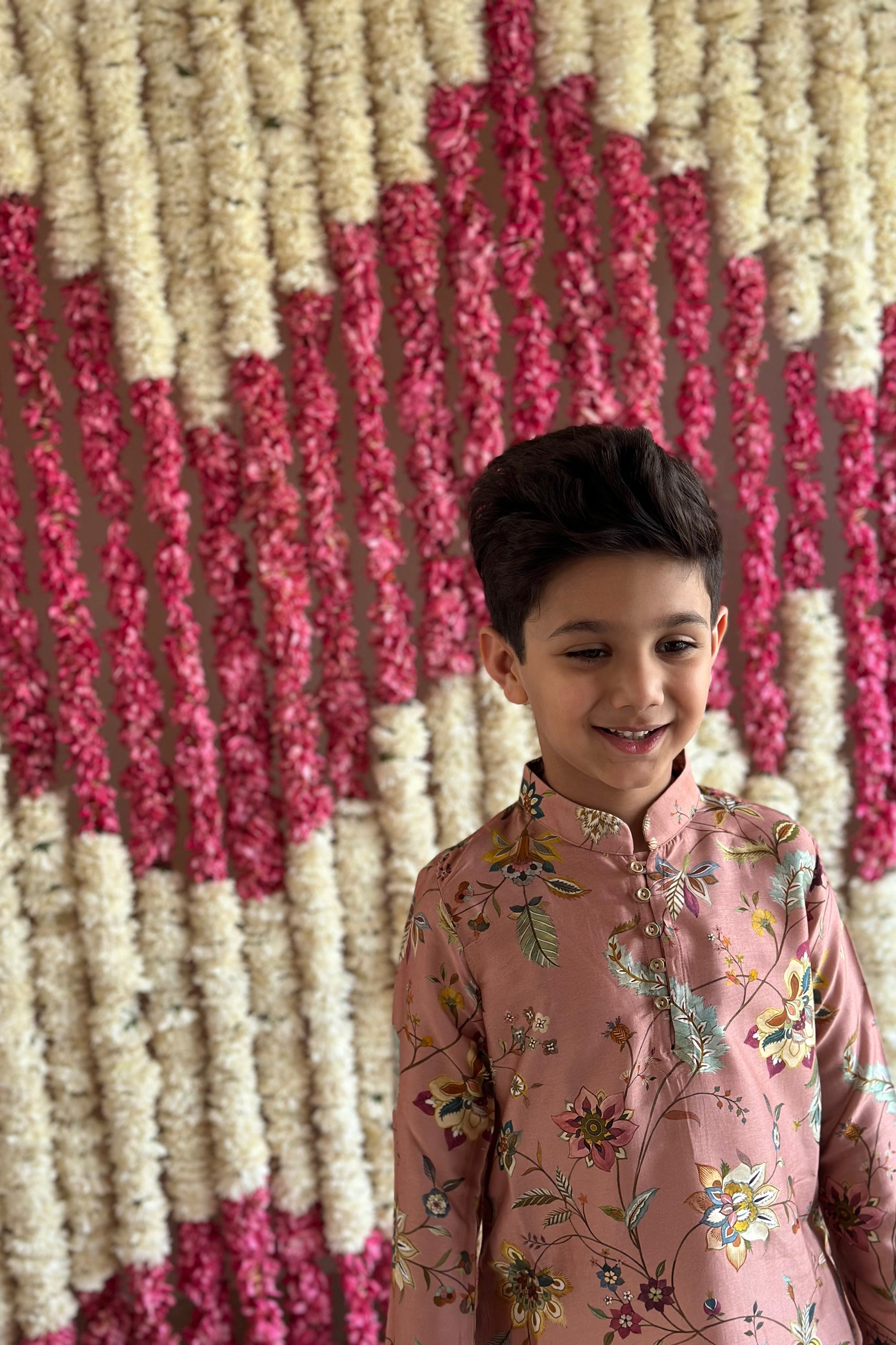 Miraan Kurta and Pyjama Set - Blush Pink Chintz