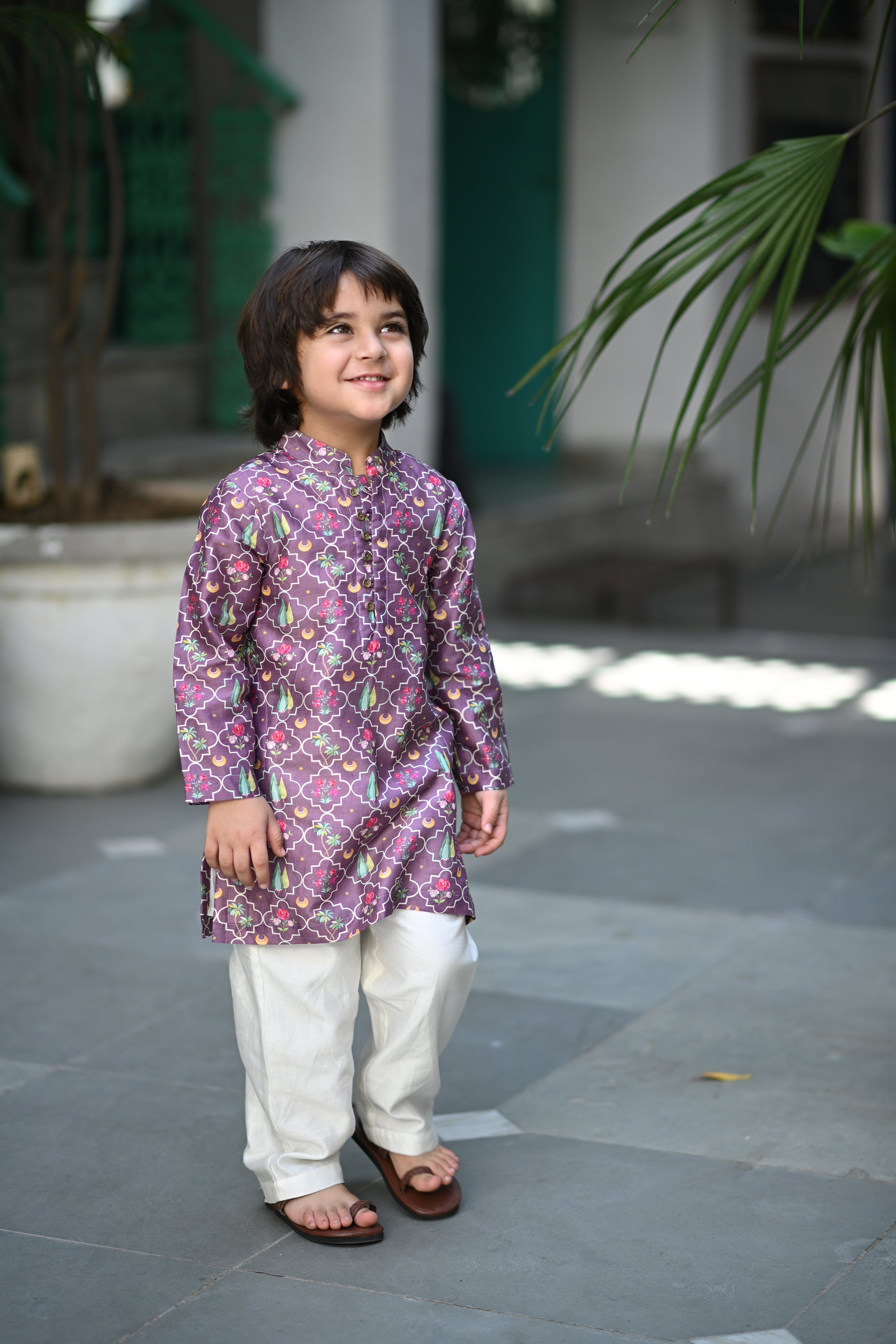 Shamsher Kurta And Pyjama Set- Grape Periyaar