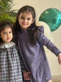 Purple Flannel Embroidered Dress
