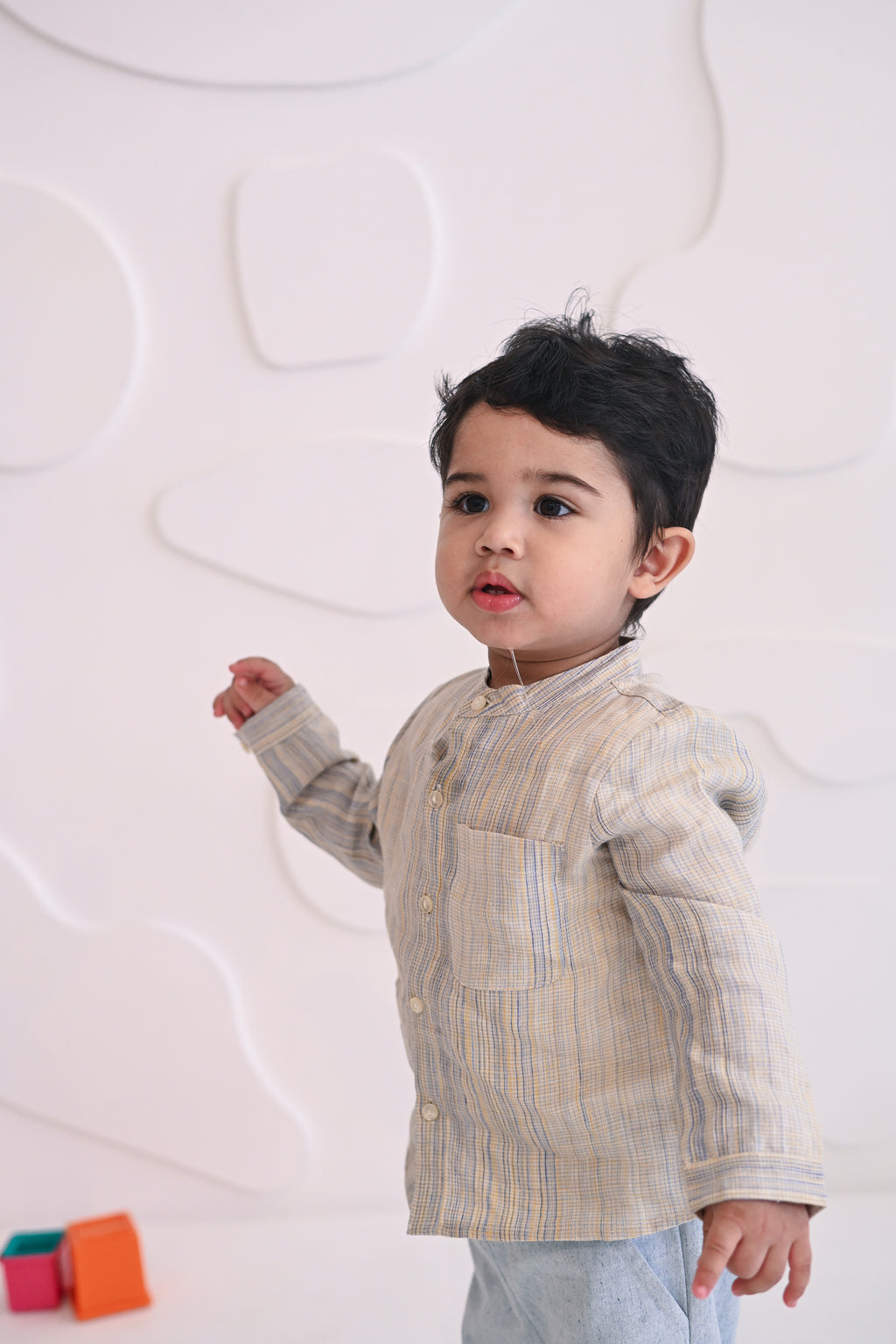 Theo Linen Shirt- Yellow And Blue Stripe